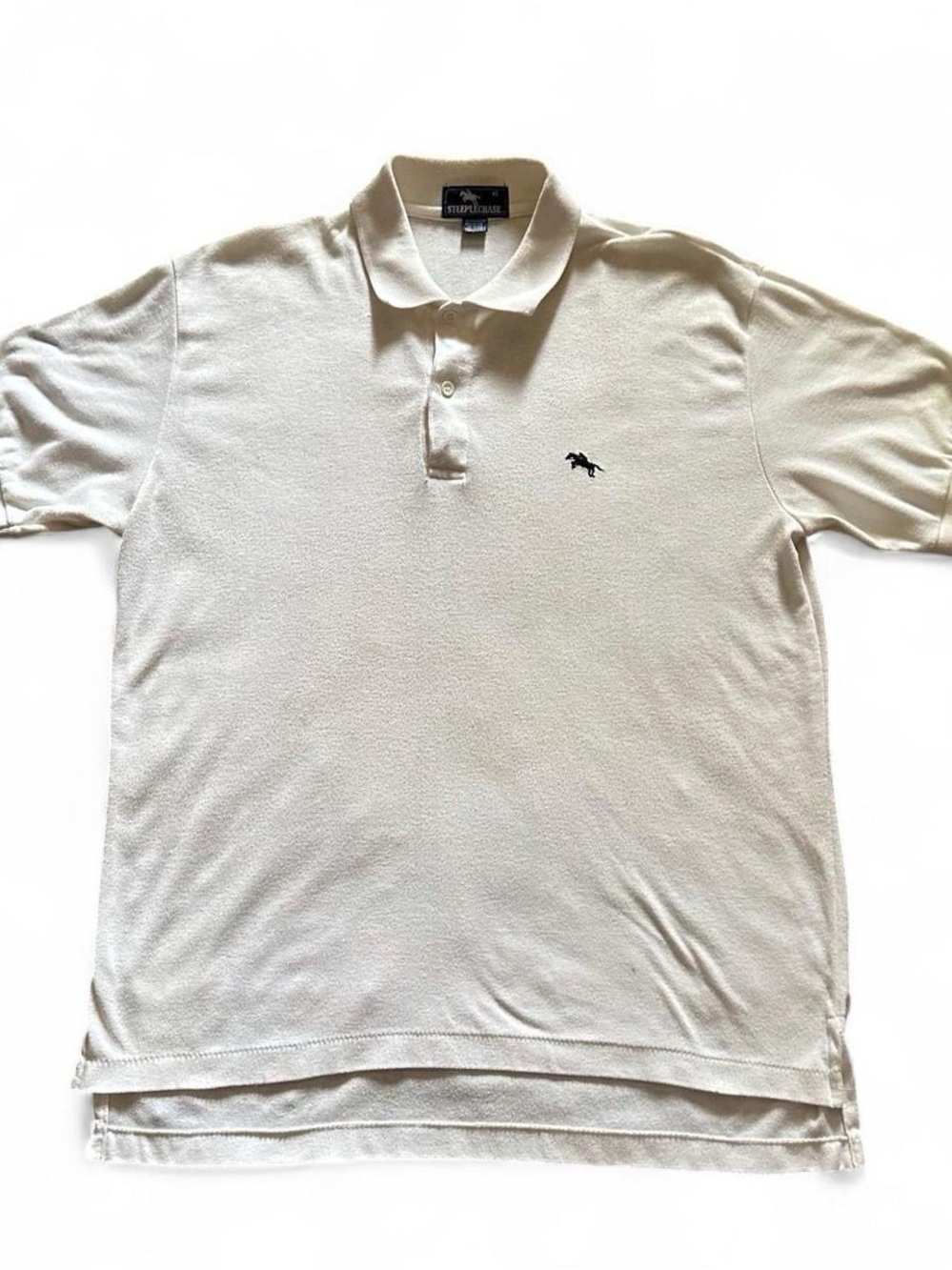 Vintage Steeplechase Men's white Polo Shirt with Contrast Pony Logo XL